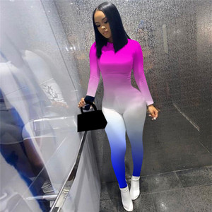 REJEA Women Gradient Print Long Sleeve Sport Bodycon Jumpsuit Bandage Skinny Jumpsuit Streetwear Autumn Winter Romper Outfits REJEA Women Gradient Print Long Sleeve Sport Bodycon Jumpsuit Bandage Skinny Jumpsuit Streetwear Autumn Winter Romper Outfits