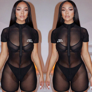 REJEA Perspective Jumpsuit Party Trousers Short Sleeve Women Romper Bodycon Playsuits REJEA Perspective Jumpsuit Party Trousers Short Sleeve Women Romper Bodycon Playsuits