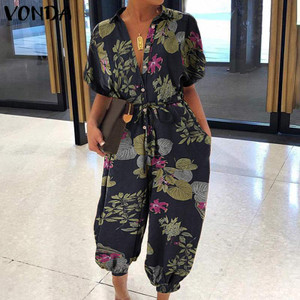 REJEA 3 Colors Women Rompers Vintage Floral Printed Wide Leg Jumpsuits Plus Size Loose Cotton Overalls Femme Pantalon Plus Size REJEA 3 Colors Women Rompers Vintage Floral Printed Wide Leg Jumpsuits Plus Size Loose Cotton Overalls Femme Pantalon Plus Size