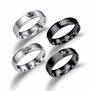 Rejea Fashion His Queen Her King Couple Ring Crown Stainless Steel Wedding Ring for Women Men Jewelry Black Silver Color Ring Rejea Fashion His Queen Her King Couple Ring Crown Stainless Steel Wedding Ring for Women Men Jewelry Black Silver Color Ring