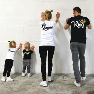 Rejea Family Matching Clothes Mother Father Daughter Son Kid Tshirt Family KING QUEEN Letter Printing Clothes Mommy and Me Rejea Family Matching Clothes Mother Father Daughter Son Kid Tshirt Family KING QUEEN Letter Printing Clothes Mommy and Me