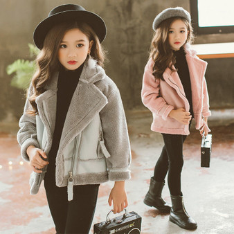 Rejea Girls Winter Fake Fur Coat Winter Warm Girls Kids Casual Coats Children Clothing Overwear