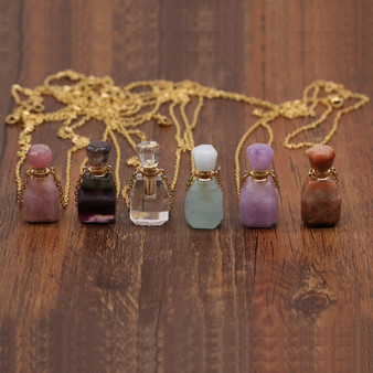 Rejea Natural Stone Perfume Bottle Necklace Semi-Precious Pendant Charms For Elegant Women Love Romantic Gift 60 CM