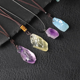 Rejea Natural Aquamarine, Healing Stone Pendant, Gem Minerals, Amethyst NecKLACE DIY Gift, Crystal Pendant, Female Jewelry