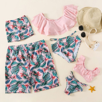 Rejea Family Matching Outfits Men Swimsuit Two Pieces Women Kid Boy Baby Girl Swimwear Beachwear Bathing Suit Maillot De Bain Feminino