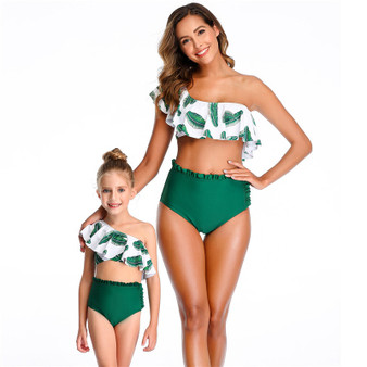 Rejea  Family Matching Swimsuit Mother Daughter Swimwear Women Bathing Suit Bikini Girl Beach Wear Maillot De Bain Bikinis Biquini