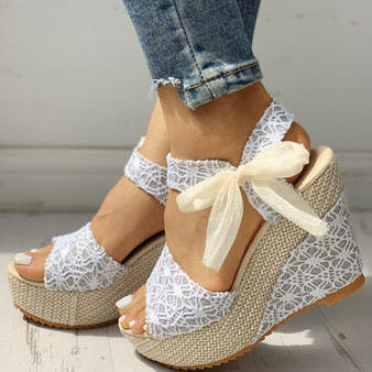 Rejea INS hot lace Leisure Women Wedges heeled women Shoes Summer Sandals Party Platform High Heels Shoes Woman