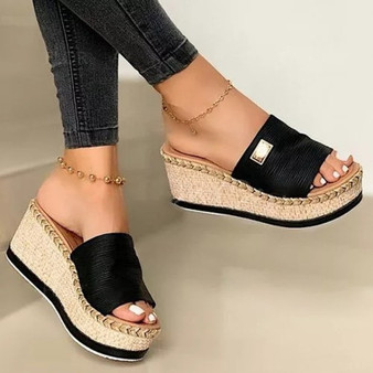 Rejea platform Wedges Slippers Women Sandals New Female Shoes Fashion Heeled Shoes Casual Summer Slides Slippers Women