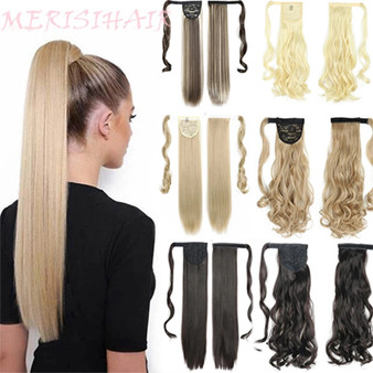 Rejea Long Straight Wrap Around Clip In Ponytail Hair Extension Heat Resistant Synthetic  Pony Tail