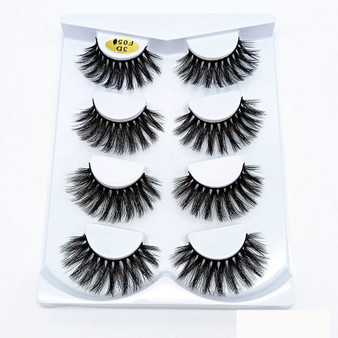 Rejea 4 Pair 3D Faux Mink Hair False Eyelashes Thick Long Multilayers Thick Mink Eye Lashes Natural Makeup Cruelty-free Fake Eyalash