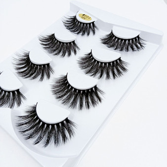 Rejea 4 Pair 3D Faux Mink Hair False Eyelashes Natural/Thick Long Multilayers Thick Mink Eye Lashes Makeup Cruelty-free Fake Eyalash