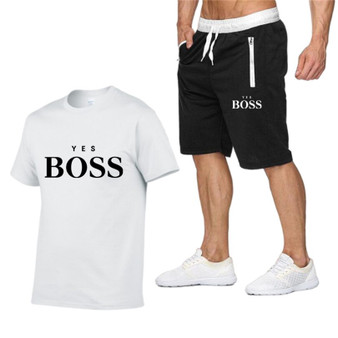 Rejea 2021 summer men's T-shirt set 2-piece men's sportswear set 100 cotton sports fitness high quality T shirt + shorts men suit