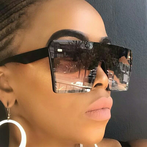 Rejea Fashion Oversized Square Sunglasses Retro Gradient Big Frame Sun Glasses For  Women One Piece Gafas Shade Mirror Clear Lens