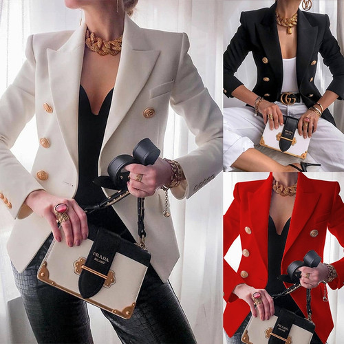 REJEA Button Ladies Blazer Woman Work Suit Women's Jacket Office Lady Formal Women Blazers and Jackets Female Blazer Femme