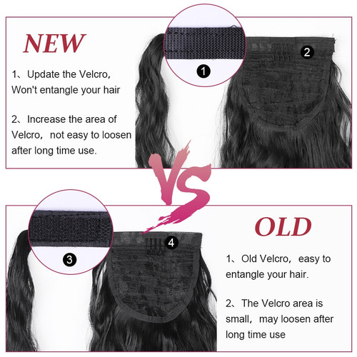Rejea Corn Wavy Long Ponytail Synthetic Hairpiece Wrap on Clip Hair Extensions Ombre Brown Pony Tail Blonde Fack Hair