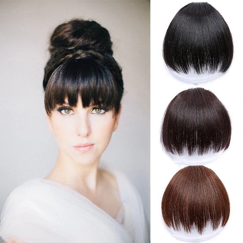 Rejea Women's Bangs, Synthetic Hair, Short Hair Clips, Natural Black, Solid Color