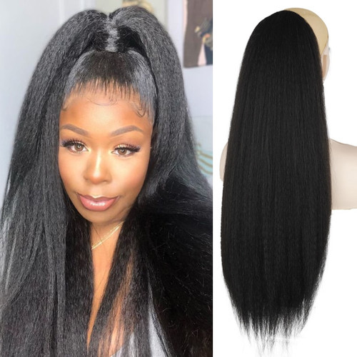 Rejea Yaki Kinky Curly Ponytail Adjustable Strap Hairpiece For Women With Comb Synthetic Pony Tail False