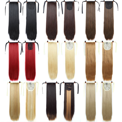 Rejea 30-Inch Synthetic Hair Fiber Heat-Resistant Straight Hair With Ponytail Fake Hair Chip-in Hair Extensions Pony Tail Wig