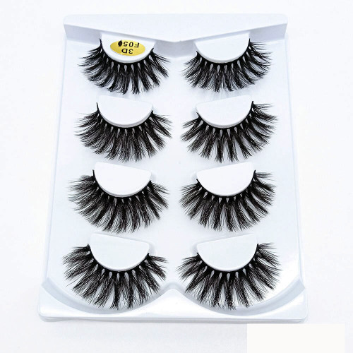 Rejea 4 Pair 3D Faux Mink Hair False Eyelashes Thick Long Multilayers Thick Mink Eye Lashes Natural Makeup Cruelty-free Fake Eyalash