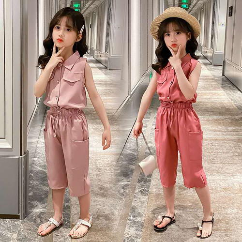 Rejea Summer Baby Girls Clothes Sets Sleeveless T-shirt + Pants 2PCS Fashion Children's Clothing Suits Kids Outfits 4 6 7 8 10 12 Year