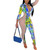 Rejea Tie Dye Print Mesh Patchwork Jumpsuit Rompers New Sexy  V-neck Front Zipper Three Quarter Sleeve One-pieces