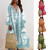 Rejea Loose Fit Long Sleeve Flower Dress Tassel V Neck Beach Sundress Fashion Lace-up Tassel Casual Long Dress Women Autumn Dresses