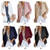 Rejea Women Plus Size Ruched 3/4 Sleeve Business Coat Open Front Solid Color Slim Work Office Blazer Cardigan Jacket with Pocket S-4XL