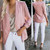 Rejea Women Plus Size Ruched 3/4 Sleeve Business Coat Open Front Solid Color Slim Work Office Blazer Cardigan Jacket with Pocket S-4XL