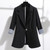Rejea New Business Blazer Suit Outwear Coat Outwear Women Autumn 3/4 Sleeve Lapel Button Slim Blazer Coat Striped Cuff Office Jacket