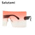 Rejea Oversize Winfproof Sunglasses For Women One Piece Big Lens Square Sun Glasses Men Rimless Vintage Retro Shield Chic Cool Shades