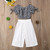 Rejea Summer Kids Baby Girls Clothes Set Off Shoulder Checks Blouse Crop Tops Shirt + Wide Legs Pants Outfit Tracksuit 2-6y
