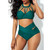 Rejea  Womens Solid Sexy Bikinis Set Lace Up Halter Crop Tops High Waist Panties Matching Two Piece Set Outfits Beach Swimsuit