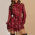 Rejea Spring Vintage Perspective Floral Print Dress Women Turtleneck Long Sleeve Chiffon A Line Dress Lady Mini Party Vestidos 2021