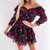 Rejea Women Off Shoulder Ruffles Flower Print Dress Spring Long Sleeve Elegant Party Dress Female Chiffon Beach Holiday Vestidos