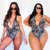 Rejea Bikinis One Piece Plus Size Swimsuit 5XL Women Monokini Sexy Swimwear Snake Print Halter Bathing Suit Female Swim Costume