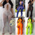 Rejea Sexy Women Beach Cover Up See Through Ruffle Pants Mesh Sheer Long Suspender Bikini Cover Up Bottoms Swimsuit Swimwear
