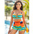 Rejea Women Summer Print Two Piece Bathing Suit Outfits Beachwear Swimsuit Crop Top Biker Shorts Sexy bikini Matching Sets