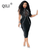REJEA Women Sexy Party Dress Sleeveless Backless Diamonds Rhinestone Dresses Black See Through Mesh Bodycon Dress Femme