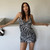 Rejea Zebra Print Sexy Backless Dress Women Spaghetti Straps Sleeveless Mini Dress Summer Bandage Party Short Vestidos