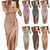 REJEA Sexy Off Shoulder Party Dress Women High Slit Peplum Bodycon Dress Autumn Three Quarter Sleeve Bright Silk Shiny Dress