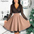 REJEA Fashion Shiny Sequin Diamond Mesh Stitching Dress Women Spring Autumn Sheer Long Sleeve Belted Slim A Line Dresses