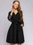 REJEA Elegant Lace Stitching V neck Woman Dress Autumn Wrist Sleeves Sashes Pockets Casual Dresses For Women Office Wear