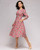 REJEA  Navy Blue 3/4 Sleeves Printed Dress Women Spring Summer Vintage Pocket A-line Casual Dress Elegent Party Vestidos