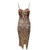 REJEA Vintage Leopard Snake Print Pencil Dress Formal Party Sexy Elegant Bodycon Dress Spaghetti Straps Off Shoulder Midi Dress