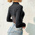 REJEA Patchwork Mesh Black T Shirt Harajuku Transparent Long Sleeve Woman Tshirt Tops Hold Chest Casual Tee Shirt Women