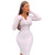 REJEA  Ribbed Knitted Women Midi Dress Solid Long Sleeve Buttons O Neck Bodycon Sexy Party Elegant Autumn Winter Club