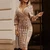 REJEA Women Sexy Bodycon Hip Package Party Dress Spring Autumn Stripe Plaid Print Dress 2021 Elegant Lantern Sleeve Dress Vestidos XXL