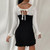 REJEA Spring Women Sexy Slim Patchwork Dresses Elegant Backless Lace-Up Ruffle Mini Dress 2021 Fashion Long Sleeve Party Dress Vestido
