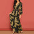 REJEA  Pretty Dresses Fashion Women V-neck Long Sleeve Dress Print Lantern Sleeve Wrap Dress Jurk Vestidos