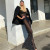 REJEA Sleeveless Zip Up Bandage Point Print Mesh See-Through Maxi Dress Sexy Autumn Winter Women Party Club Clothings